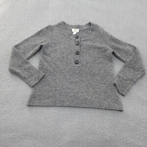 Talbots Sweater Womens Large Knit Gray Italy Made Wool Blend Long Sleeve